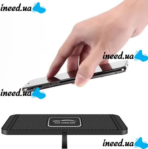 Автомобильная беспроводная зарядка Car Wireless Pad C1 15W для зарядки телефона, Силиконовый зарядный коврик в авто с антискользящим покрытием Черный
