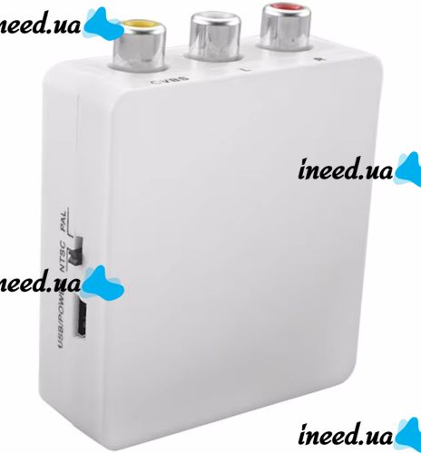 Активный конвертер переходник HDMI на AV RCA AV P42 тюльпан со звуком и внешним питанием, Универсальный адаптер HDMI-AV Converter Mini 1080P Белый