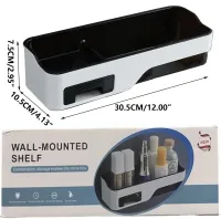 Прямоугольная настенная полка Wall-mounted shelf для ванной комнаты, Навесной многофункциональный органайзер для хранения в ванную Белый с черным