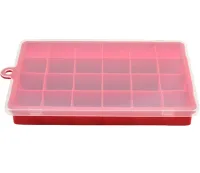 Силиконовая многоразовая форма Silicone Ice Cubes Make для заморозки льда и шоколада с крышкой на 24 ячейки, Лоток поднос для хранения льда 24 кубика