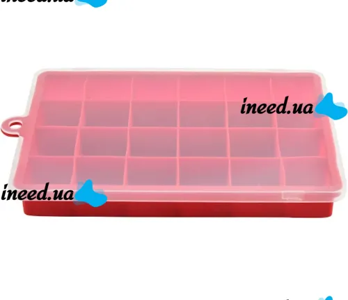 Силиконовая многоразовая форма Silicone Ice Cubes Make для заморозки льда и шоколада с крышкой на 24 ячейки, Лоток поднос для хранения льда 24 кубика