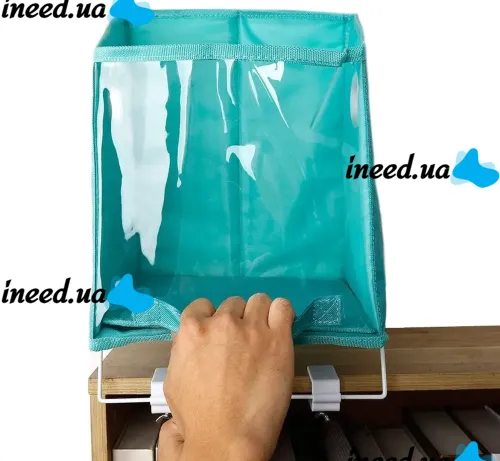 Складной органайзер корзина Closet Caddy Box с жестким поддоном для хранения вещей и постельного белья с креплением, Контейнер для одежды Синий