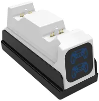 Двойная зарядная док станция Honcam A3705 для зарядки 2 джойстиков DualSense PlayStation PS5, Зарядное устройство для зарядки геймпадов с подсветкой
