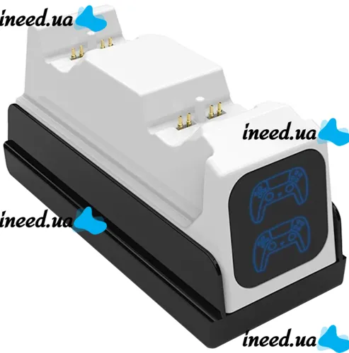 Двойная зарядная док станция Honcam A3705 для зарядки 2 джойстиков DualSense PlayStation PS5, Зарядное устройство для зарядки геймпадов с подсветкой