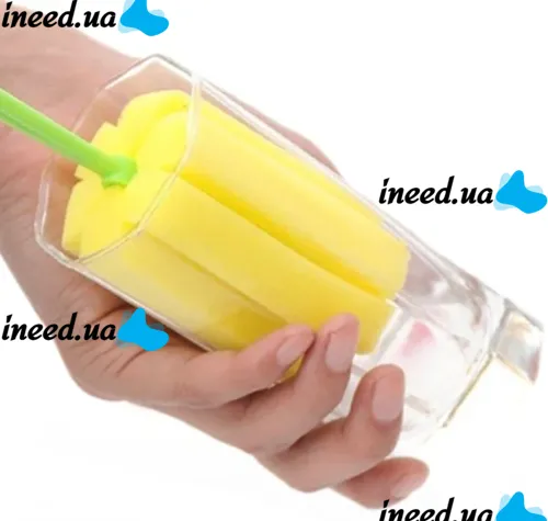 Универсальная губка с длинной ручкой Sponge Cleaning Remiling для мытья бутылок и высоких стаканов, Кухонная убчатая щетка для чистки посуды