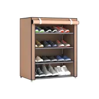 Folding Fabric Shelf Shoe Storage Cabinet Shoe Cabinet A-5 90x56x27 cm 4 Shelves, Dust-proof Shelf Organizer Frame 5556 HCX 7688