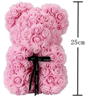 Маленький мишка из искусственных 3D роз Teddy Bear de Luxe 25 см Pink, розовый медведь Тедди