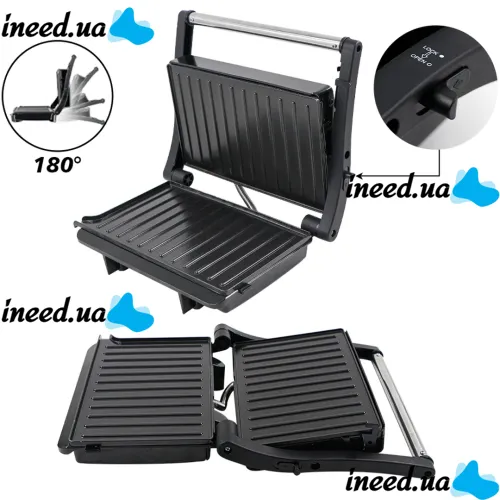 Electric grill Domotec MS-7708 1000W contact clamping electric grill for meat and vegetables, sandwich maker, sandwich maker with non-stick coating