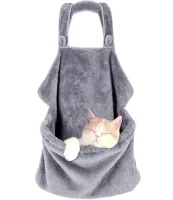 Подвесная нагрудная сумка кенгуру Mop Cat Apyon для переноски кошек и собак до 7.5 кг, Флисовый фартук переноска для котов и мелких животных Серый