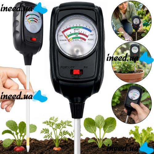 Анализатор грунта для измерения влажности Soil Tester S-9 3 в 1 тестер измеритель для контроля pH и плодородия для сада, огорода и комнатных растений