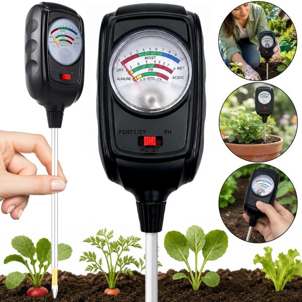 Анализатор грунта для измерения влажности Soil Tester S-9 3 в 1 тестер измеритель для контроля pH и плодородия для сада, огорода и комнатных растений