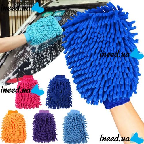 Двухсторонняя рукавичка перчатка Microfibre Super Mitt SB-8605 для мытья машины и уборки пыли, Униврсальная варежка из микрофибры для чистки авто