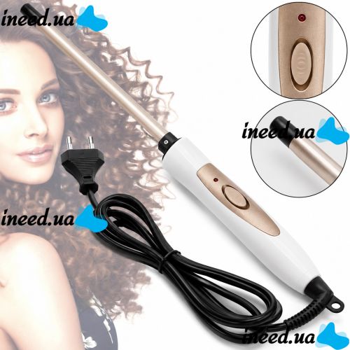 Curling iron for afro curls Promozer MZ-2218 9 mm thin afro for curling and styling hair, ceramic small forceps with indicator and stand 35W