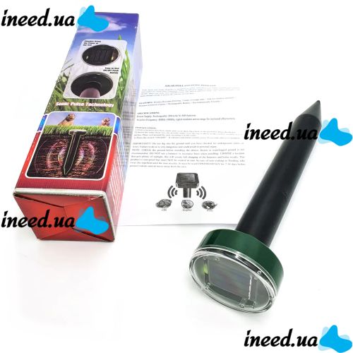 Отпугиватель кротов на солнечной батареи Effectively Repels Garden Pro аккумуляторный ультразвуковой прибор кротоотпугиватель грызунов и насекомых