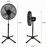 Напольный вентилятор Bitek BK-1881 120W 5 лопастей 46 см, Вентилятор Битек 18" дюймов на телескопической ножке 106-136 см с поворотом от сети