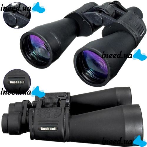 Оптический бинокль для наблюдения Binoculars Bushnell 20x50 Bak-4 для охоты, туризма, рыбалки, тактический Бушнель с призмами и чехлом Black