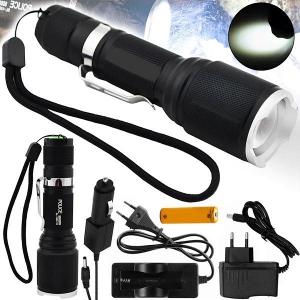 Ручной аккумуляторный фонарик Bailong BL-1860-T6 с фокусировкой 50000W тактический светодиодный LED фонарь 5 режимов с аккумулятором Police BL1860