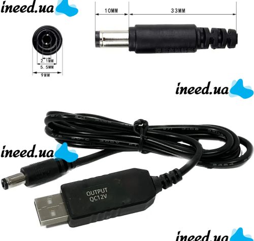 Berger Boost USB Cable from 5V to 9V for powering a Wi-Fi router from a Power Bank with a converter, Adapter for Wi-Fi 5.5x2.1 powerbank 5V 9V