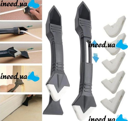 Пластиковый силиконовый шпатель скребок для герметика и силикона Silicon Trowel Scraper GS-3991P, Набор из 5 насадок для удаления заделки швов