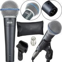 Динамический проводной микрофон Shure Beta 58A ручной для пения, Вокальный шнуровой микрофон Шур для записи голоса и караоке с чехлом Черный