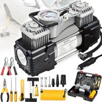 Автомобильный двухцилиндровый компрессор Air Pump 8806 с набором инструмента для подкачки шин 150 PSI воздушный насос от клемм и прикуривателя Bohao