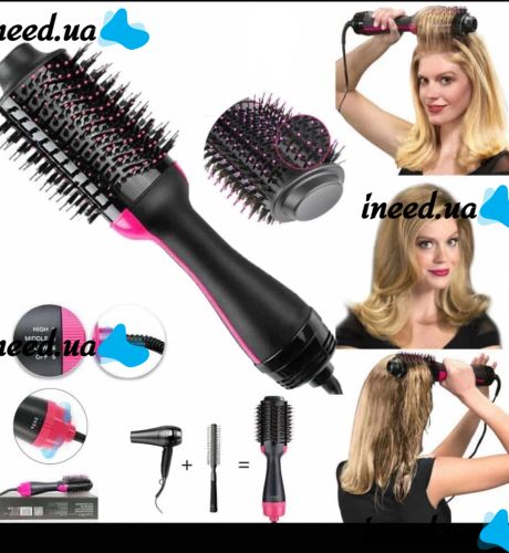 Фен щітка гребінець 3в1 One step hair Dryer 3 режими 1000W, випрямляч для укладання волосся, стайлер з функцією іонізації і керамічним покриттям