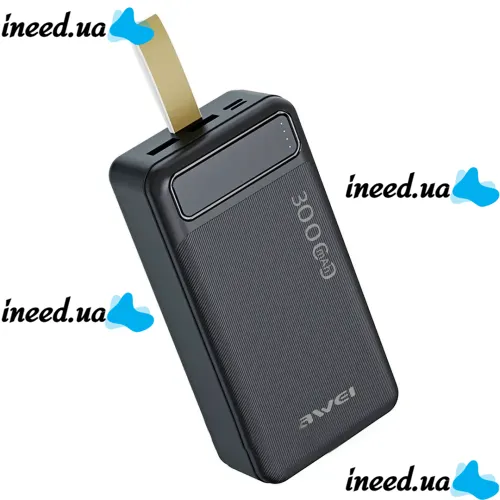 Portable Charger Power Bank Awei P7K 30000 mAh Power Bank, Portable External Battery Battery with Indicator and Cable for Phone