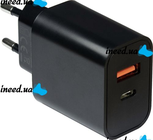 Сетевое зарядное устройство Fast Charge USB Type-C UKC PD-889 Black блок питания на 2 порта, адаптер зарядка для телефона смартфона Android Черный