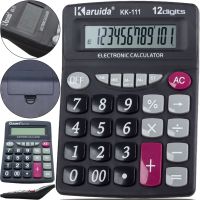 Электронный настольный калькулятор Karuida KK-111 12 разрядный для офиса, Бухгалтерский калькулятор Keenly KK-8800-12 с дробями от батарейки Черный