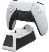 Двойная зарядная док станция Honcam A3705 для зарядки 2 джойстиков DualSense PlayStation PS5, Зарядное устройство для зарядки геймпадов с подсветкой