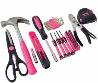 Женский набор инструментов Apollo Tools DT9706P 39 предметов, Универсальный комплект инструмента молоток отвертки плоскогубцы ножницы биты Розовый