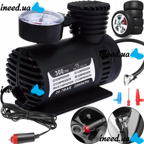 Электрический автомобильный компрессор 300 PSI 10-12Amp 25л Ji030 воздушный насос для автомобиля, Автокомпрессор для подкачки колес машины Черный