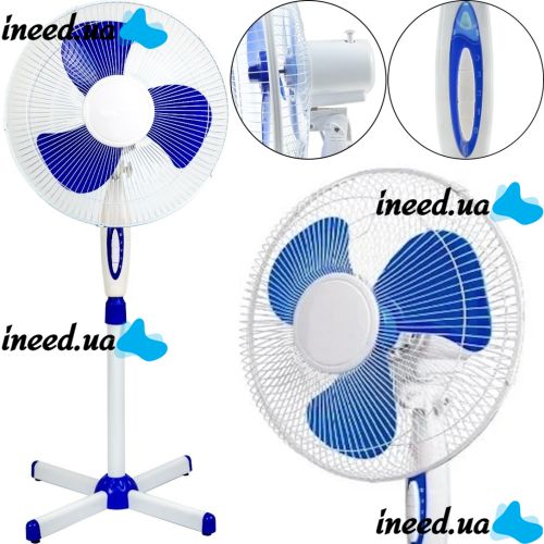 Напольный вентилятор WimpeX WX-1611 40 см stand fan 16" 100W с регулировкой высоты, Бесшумный вентилятор Вимпекс 100Вт на пол 3 скорости Белый