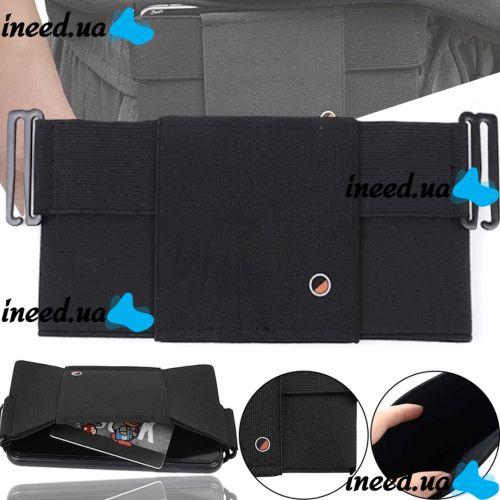Поясная сумка бананка Mini Belt Bag ISKYBOB 7452 для документов и телефона без застежки, сумочка органайзер на пояс и ремень мужчин и женщин Черная
