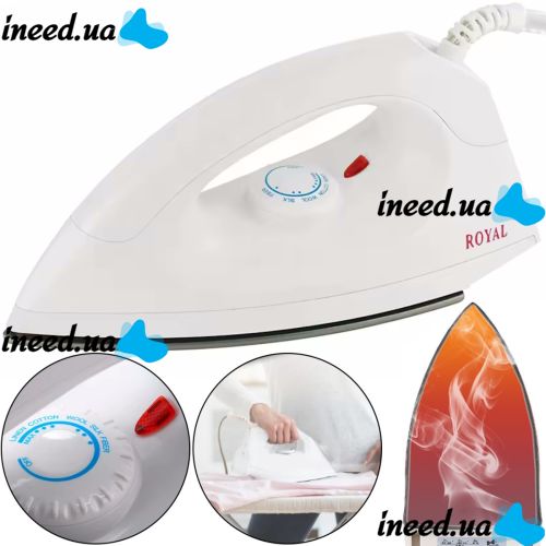 Ручной паровой утюг Royal Deluxe Dry Iron YPF-2003A с тефлоновым покрытием для сухой глажки одежды, Электрический 1000W с регулятором температуры