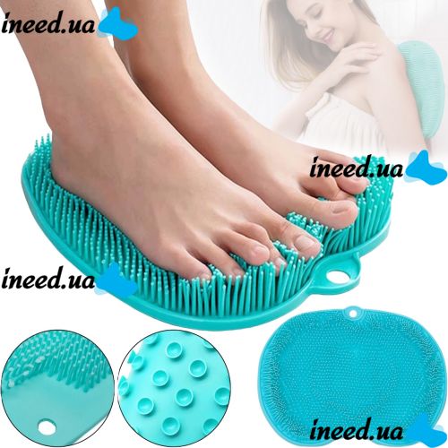 Silicone Shower Foot Scrubber Mat LY-379 Suction cup back and foot massage mat, Wall mounted non-slip shower brush Turquoise