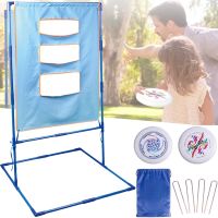 Игровой набор Фрисби со стойкой мишенью Frisbee Toss Game Set 9888-11 для детей и взрослых, Летающий мяч диск и мишень с 3 отверстиями Синий