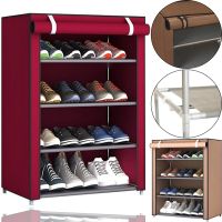 Folding Fabric Shelf Shoe Storage Cabinet Shoe Cabinet A-5 90x56x27 cm 4 Shelves, Dust-proof Shelf Organizer Frame 5556 HCX 7688
