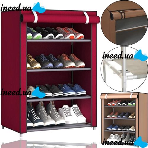 Folding Fabric Shelf Shoe Storage Cabinet Shoe Cabinet A-5 90x56x27 cm 4 Shelves, Dust-proof Shelf Organizer Frame 5556 HCX 7688