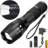 Bailong BL-1831-T6 Handheld Rechargeable Mini Flashlight up to 1000 meters, Battery Powered Pocket LED Tactical Flashlight with Zoom Function Black