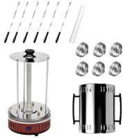 Вертикальная электрическая шашлычница Domotec MS-7783 1000W на 6 шампуров, Настольная Электрошашлычница для дома со съемным поддоном Красная