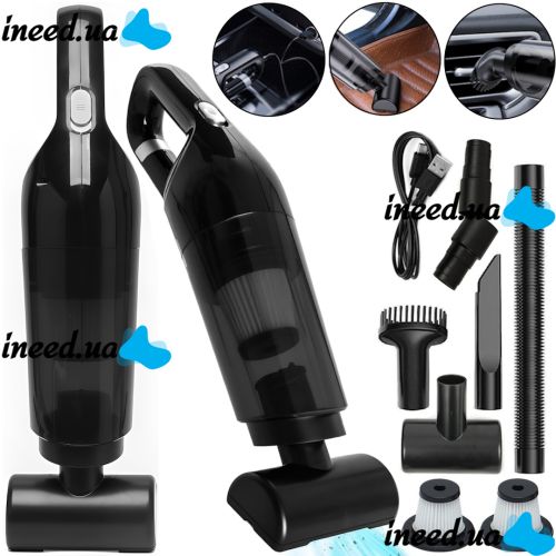 Беспроводной автомобильный пылесос Vacuum Cleaner LT-113 120W аккумуляторный ручной автопылесос с насадками для сухой уборки авто 2000mAh USB