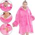 Hoodie Huggle Hoodie Ultra Plush Blanket 2in1 Unisex Oversize Hoodie Plush Plaid With Fleece Sleeves 74X110 cm Pink