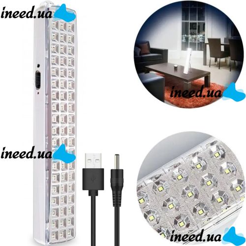 Аварийный светодиодный светильник прожектор KOHJ KD-715 6W 63 LED SMD 63 диода 516 Lm 6000K, Аварийная аккумуляторная светодиодная Led лампа от USB