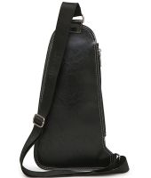 Мужская сумка рюкзак через плечо Jeep Bags 777 38х18 см нагрудная сумка бананка на грудь с отверстием для наушников из искусственной кожи Черная