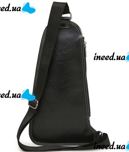 Мужская сумка рюкзак через плечо Jeep Bags 777 38х18 см нагрудная сумка бананка на грудь с отверстием для наушников из искусственной кожи Черная