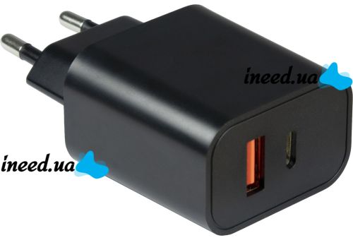 Сетевое зарядное устройство Fast Charge USB Type-C UKC PD-889 Black блок питания на 2 порта, адаптер зарядка для телефона смартфона Android Черный