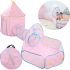 Children's Play Tent Castle Beautiful Cubby house 3 in 1 for Children with Tent House, Tunnel and Dry Pool, Prefabricated Teepee with Bag Pink