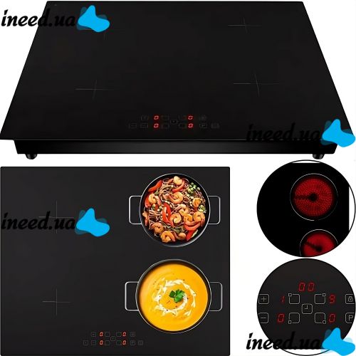 Индукционная электроплита варочная поверхность Domotec MS-5864 на 4 конфорки, 4-х зонная стеклокерамическая кухонная плита с сенсорным управлением