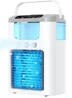 Настольный вентилятор с увлажнителем Ice Cooler K918 600 мл с RGB подсветкой, Мини кондиционер увлажнитель воздуха с отсеком для льда от USB
